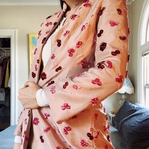 vintage embroidered open front trench